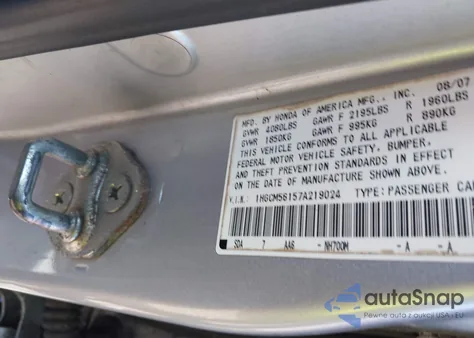 2007 Honda Accord 2.4 Vp from USA, damaged, VIN 1HGCM56157A219024